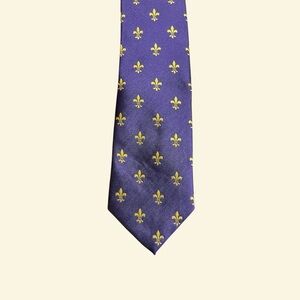 Fleur de Lis Purple & Gold Skinny Tie